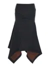 Attico Grey Midi Skirt With Logo Lettering And Handkerchief Hem In Cotton Woman In Grey