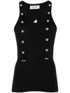 Attico Black Cotton Tank Top In Black