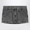 Attico Gray High-waisted Slim Fit Denim Mini Skirt