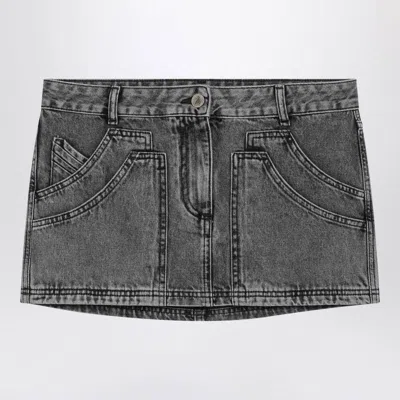 Attico The   Black Denim Mini Skirt In Blue