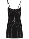 Attico Black Sablè Crystal Hotfix Bustier Minidress In Black