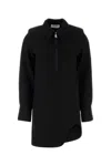Attico Mini Dress With Long Sleeves And Asymmetrical Hem In Black