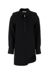 Attico Mini Dress With Long Sleeves And Asymmetrical Hem In Black