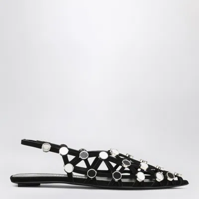 Attico Grid Embellished Suede Ballet Flats In Black