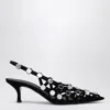 Attico The  Black Open Lattice Design Low-heeled Shoes