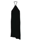 Attico Halter Neck Sleeveless Midi Dress With Side Slit In Black