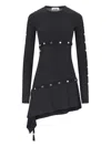 Attico Studded Asymmetric Convertible Dress In Black