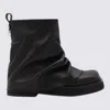 Attico 'mini Robin' Black Ankle Boots With Logo Plaque On The Rear And Pull-tab At The Heel In Blue
