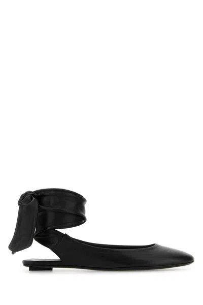 Attico The  Black Leather Cloã¨ Slippers