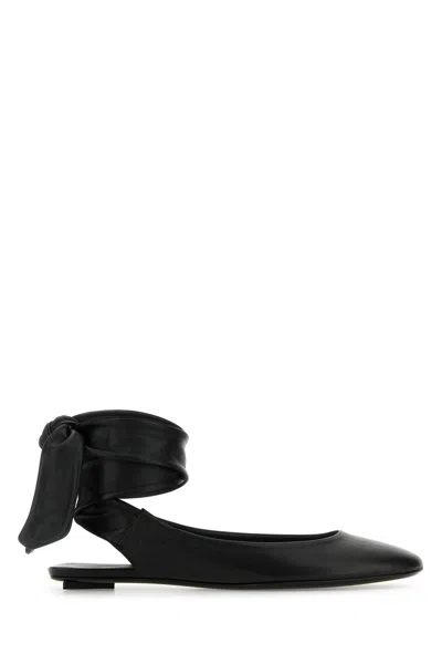 Attico The  Black Leather Cloè Slippers