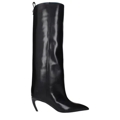 Attico The  Black Leather High Heel Women's Boots