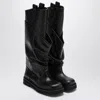 Attico Black Leather La Passeggiata Boots In Black