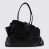 Attico The  Black Leather La Passeggiata Medium Shoulder Bag In Black