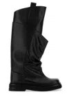 Attico 'passeggiata' Black Boots With Heel-tab And Rubber Sole In Leather Woman In Black