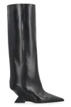 Attico The  Black Leather Rubber Boots In Black