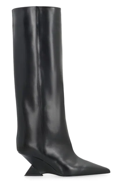 Attico The  Black Leather Rubber Boots