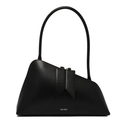 ATTICO THE ATTICO BLACK LEATHER SUNRISE SHOULDER BAG