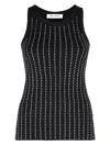 Attico Fitted Black Cotton Top With All-over Paillettes
