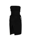 Attico Womens Black Engraved-hardware Bandeau Wool Mini Dress In Black