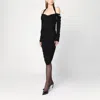 Attico Black Midi Dress In Viscose Crêpe