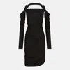 Attico The   Black Midi Dress In Viscose Crêpe
