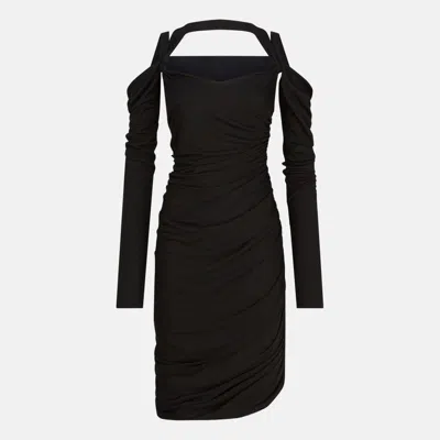 Attico The   Black Midi Dress In Viscose Crêpe