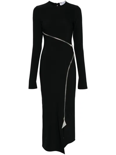 ATTICO THE ATTICO  BLACK MIDI DRESS WITH ZIP
