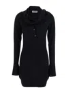 Attico Knee Length Dress Featuring Button Detailing In Black