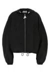 Attico Bomber Jacket With Hood And Drawstring Hem In Black