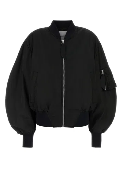 Attico The  Black Polyester Oversize Bomber Jacket