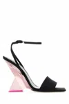 Attico Black Satin Stiletto Heels Sandals In Black