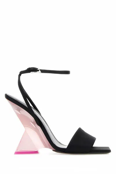 ATTICO THE ATTICO BLACK SATIN CHEOPE SANDALS