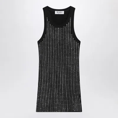 ATTICO THE ATTICO  BLACK SLEEVELESS COTTON TOP WITH CRYSTALS