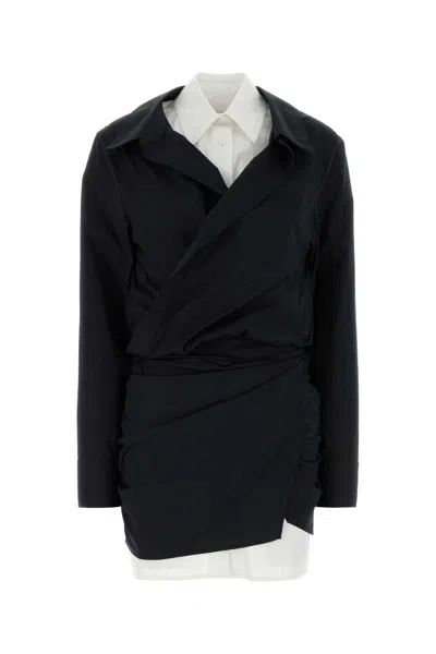 Attico The  Black Stretch Poplin Mini Dress