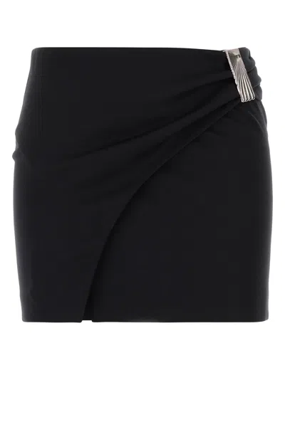 ATTICO THE ATTICO BLACK STRETCH TWILL MINI SKIRT