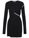 Attico Cut-out Ribbed-knit Minidress In Black