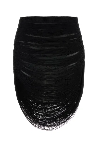 ATTICO THE ATTICO BLACK VISCOSE BLEND MINISKIRT