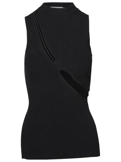 ATTICO THE ATTICO BLACK VISCOSE BLEND TANK TOP