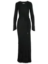 Attico Abito Lungo In Crepe Nero Donna In Black