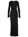 Attico Abito Lungo In Crepe Nero Donna In Black