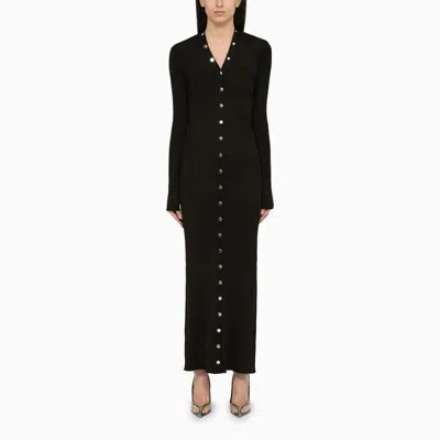 Attico The   Black Viscose Long Cardigan