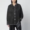 Attico Washed Denim Shirt Collared Long Sleeves In Black