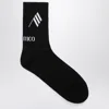 Attico Black/white Socks With Logo In Black