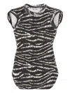 Attico Zebra Print Form-fitting Sleeveless Tank Top In Black