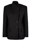 Attico Gabardine Single Breasted Blazer In Black