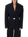 Attico Single-breasted Wool Jacket With Epaulettes In Black