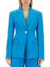 Attico Blue Single-breasted Blazer In Blue