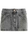 Attico Gray High-waisted Slim Fit Denim Mini Skirt In Black