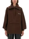 Attico Logo Hooded Jacket Front Pocket In Brown