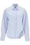 Attico Striped Shirt With Cuffed Long Sleeves In Blue
